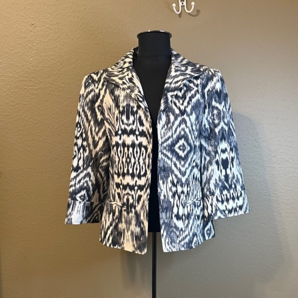 Lafayette 148 New York Black and White Patterned Blazer